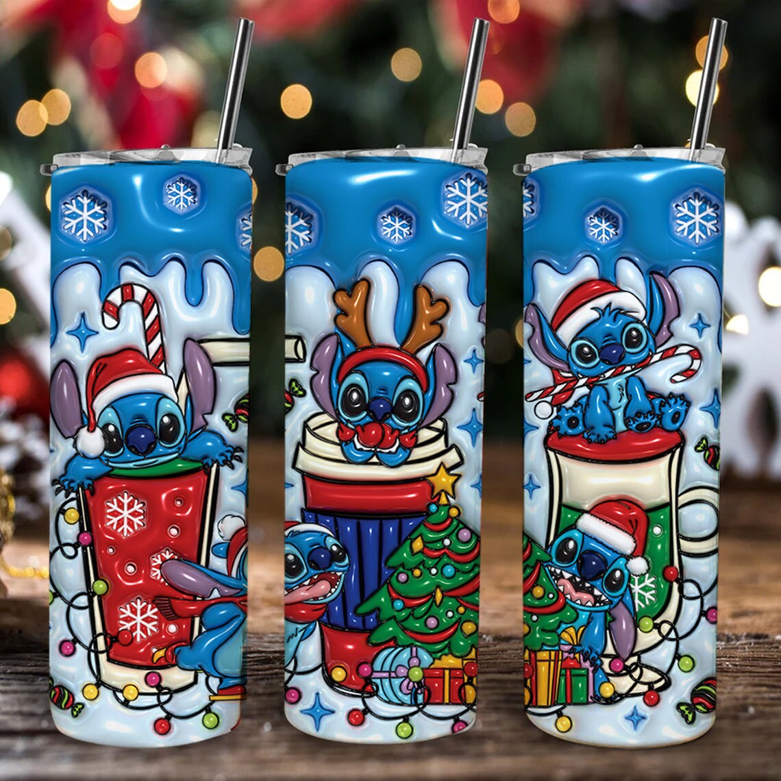 3D Inflated Christmas Tumbler Wrap, Inflated Cartoon Christmas Tumbler Wrap, Cartoon Christmas, 3D Tumbler Wrap, 20oz Skinny Tumbler Wrap - VartDigitals