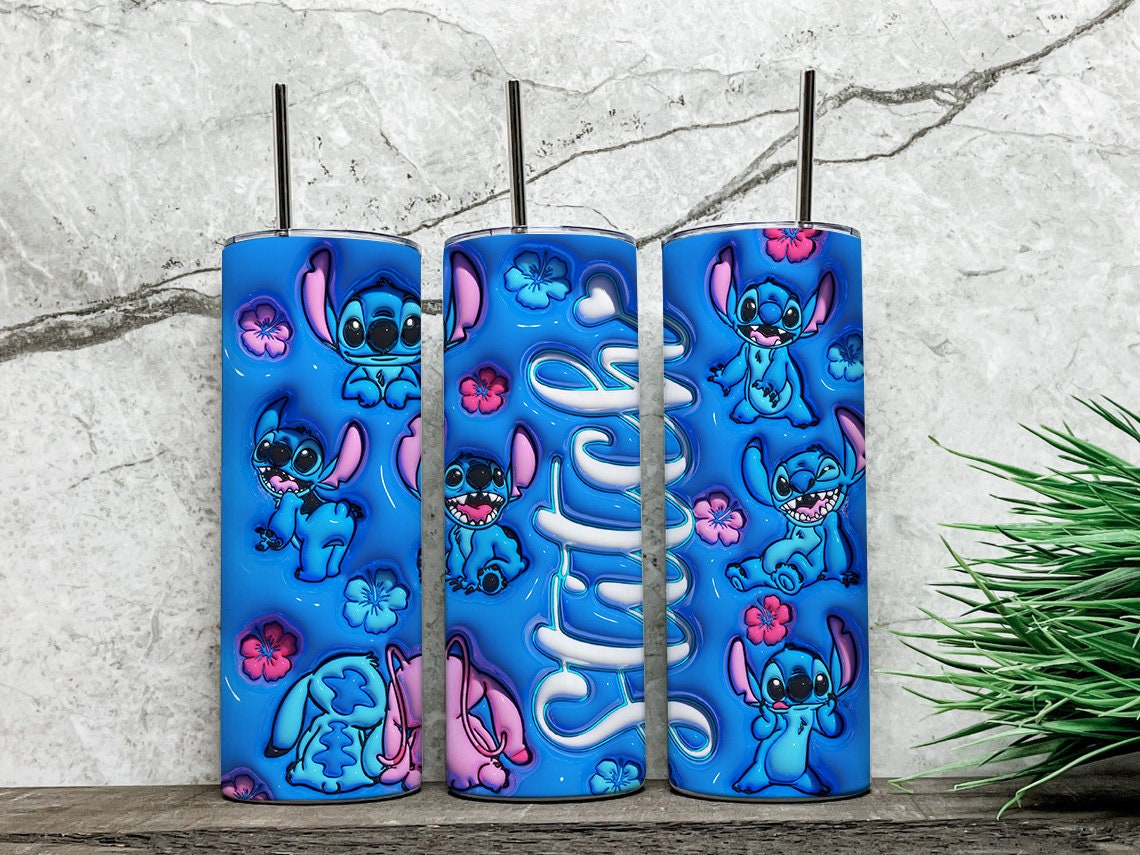 3D Inflated Cartoon Tumbler Wrap, Cartoon Design Tumbler, 3D Puffy Stitch Tumbler Wrap - VartDigitals