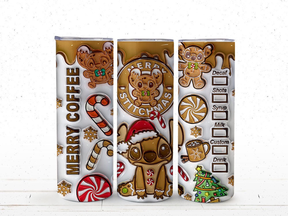 3D Inflated Christmas Tumbler Wrap, Cartoon Gingerbread Tumbler, 20 Oz Tumbler Wrap, Merry Christmas, Christmas Coffee, Merry Christmas, Png - VartDigitals