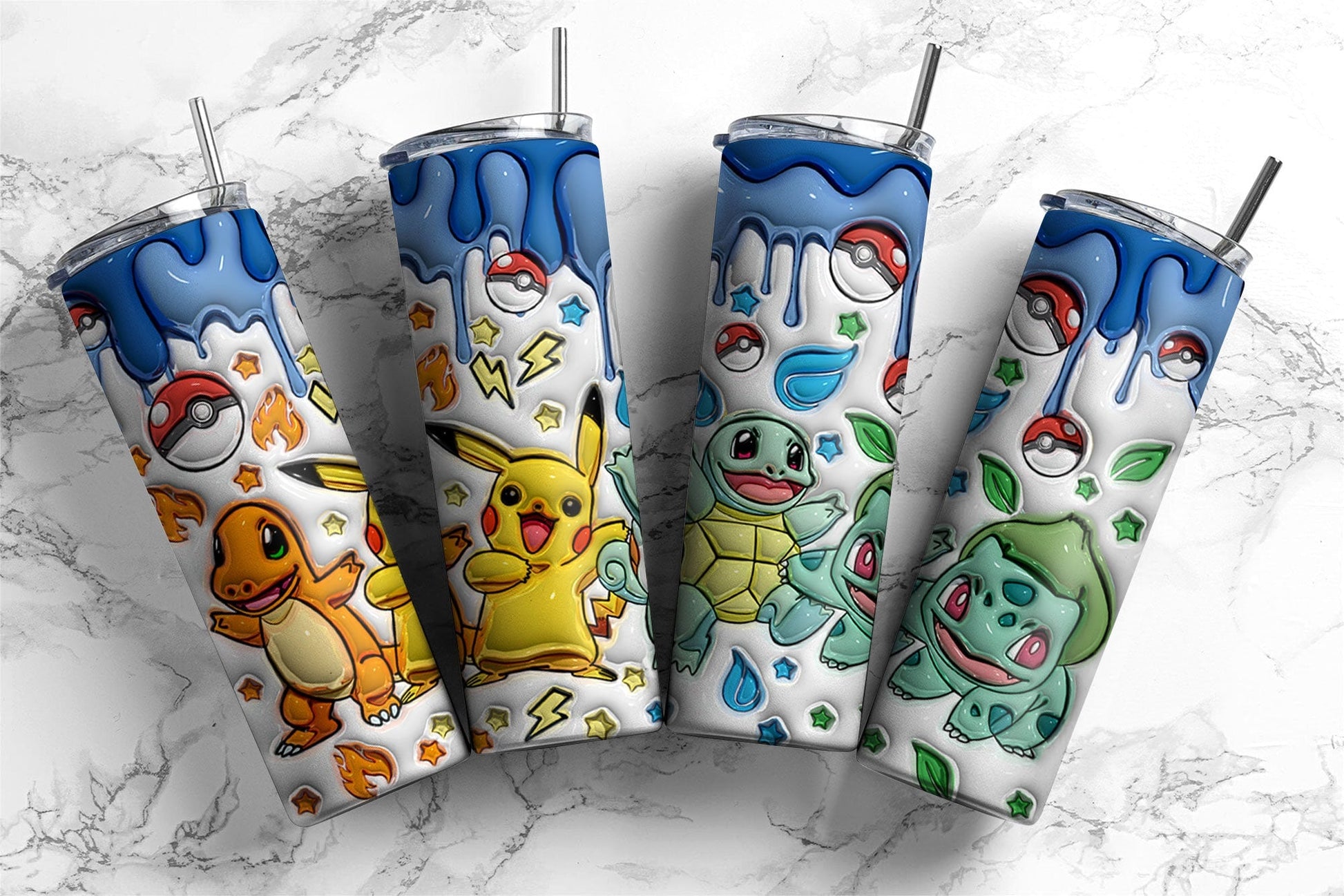 Inflated 3D Cartoon Poke Tumbler PNG, 3D Tumbler Design, Anime Cartoon Sublimation, 3D Digital Game Tumbler, 3D Kids Movie Tumbler Wrap 20oz 1 - VartDigitals