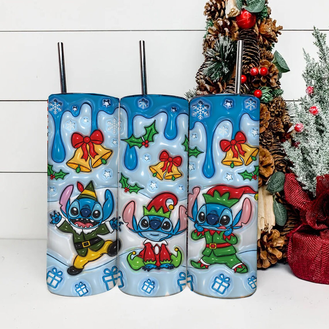 3D Inflated Cartoon Christmas Tumbler Wrap, Tis The Season Design Download PNG, 20 Oz Digital Tumbler Wrap, Merry Christmas, Xmas Vibes - VartDigitals