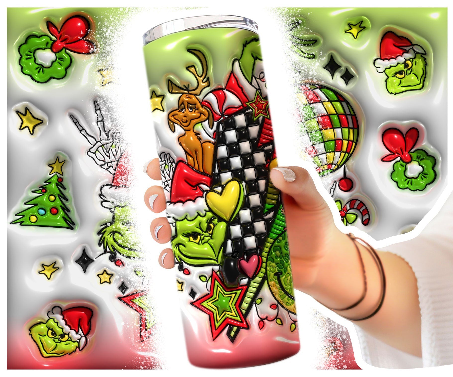 Bundle Inflated Christmas Tumbler,Merry Christmas, 3D Inflated Tumbler, Stink Stank Stunk, 3D Tumbler Wrap,20oz Skinny Tumbler,Christmas Png - VartDigitals