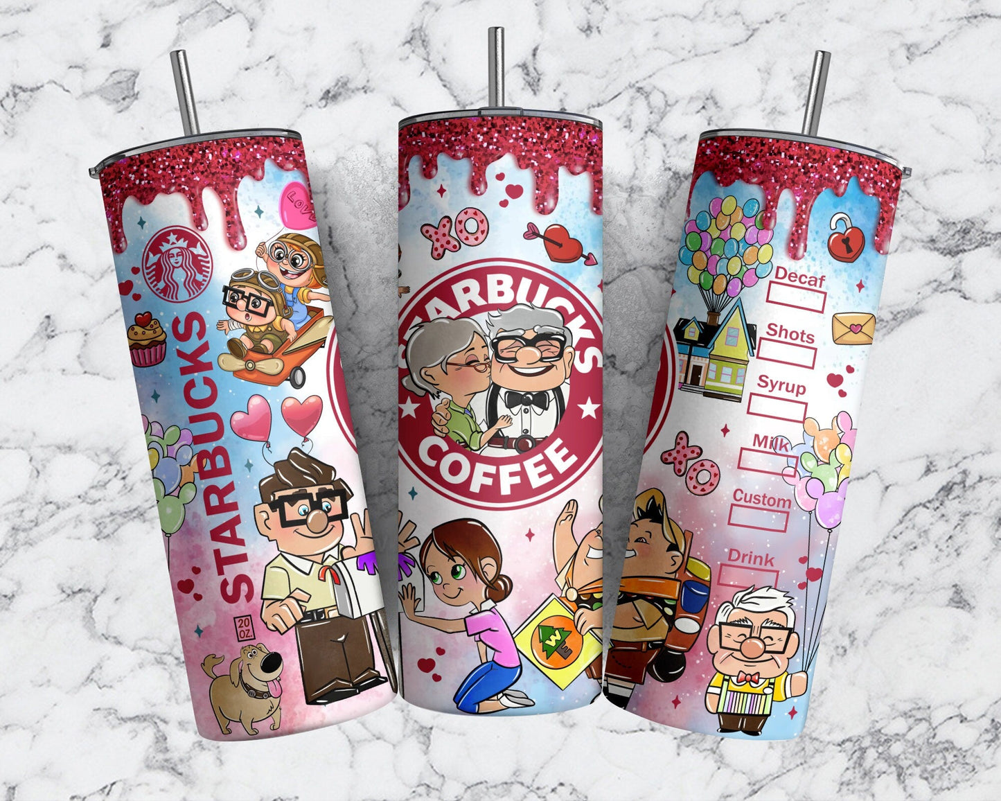 Carl And Ellie Valentine Tumbler Design PNG, Cartoon Valentine Tumbler Wraps, 20oz Skinny Tumbler, Valentine Coffee Png,PNG Digital Download - VartDigitals