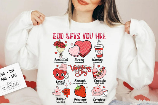 God Says You Are Valentine Png, Jesus Valentine Png, Valentine Doodle png, Christian Valentine png, Valentine bible verse png, valentine png - VartDigitals