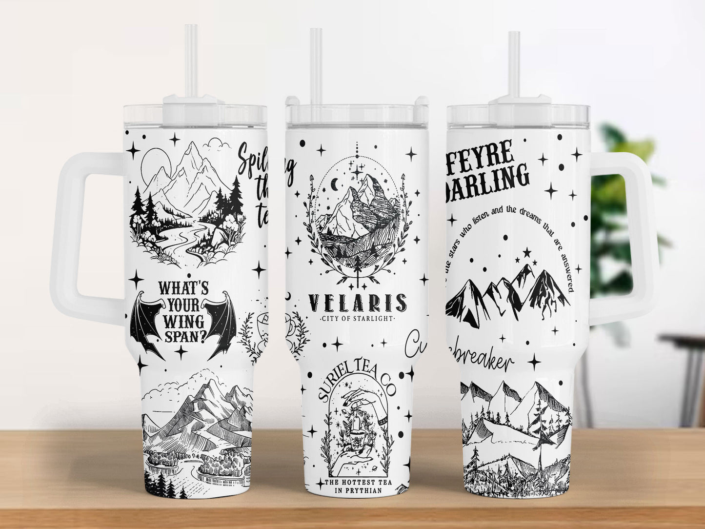 Velaris Laser Engraved 40oz Tumbler Svg, ACOTA R, Suriel Tea, City of Starlight Tumbler Wrap, Smut Book Engraved Svg, To Stars Night Court