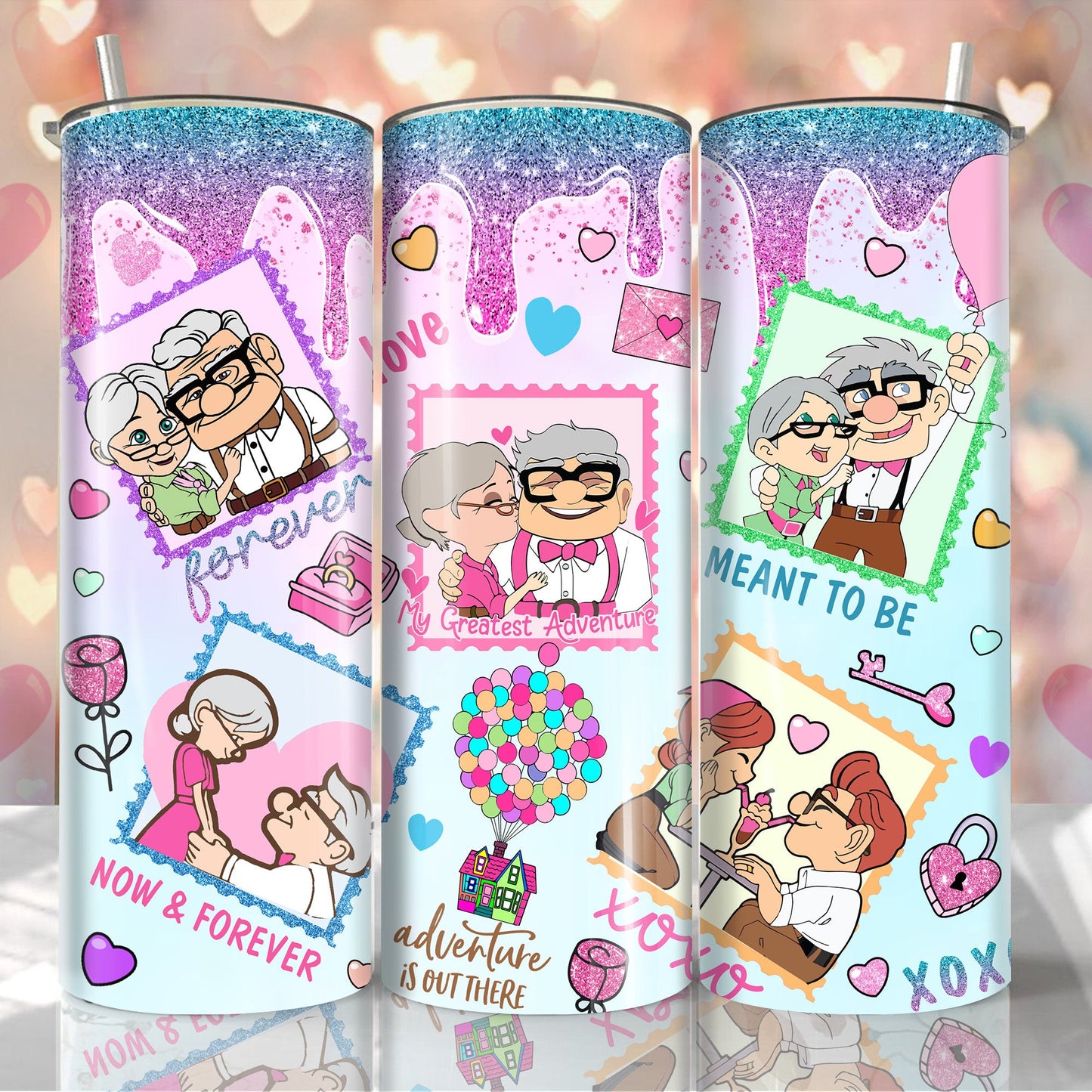 Cartoon Valentine Tumbler Wrap, Carl And Ellie Valentine Inflated Tumbler Wrap, 20oz Up Valentine Tumbler, Happy Valentine Day,PNG Download - VartDigitals