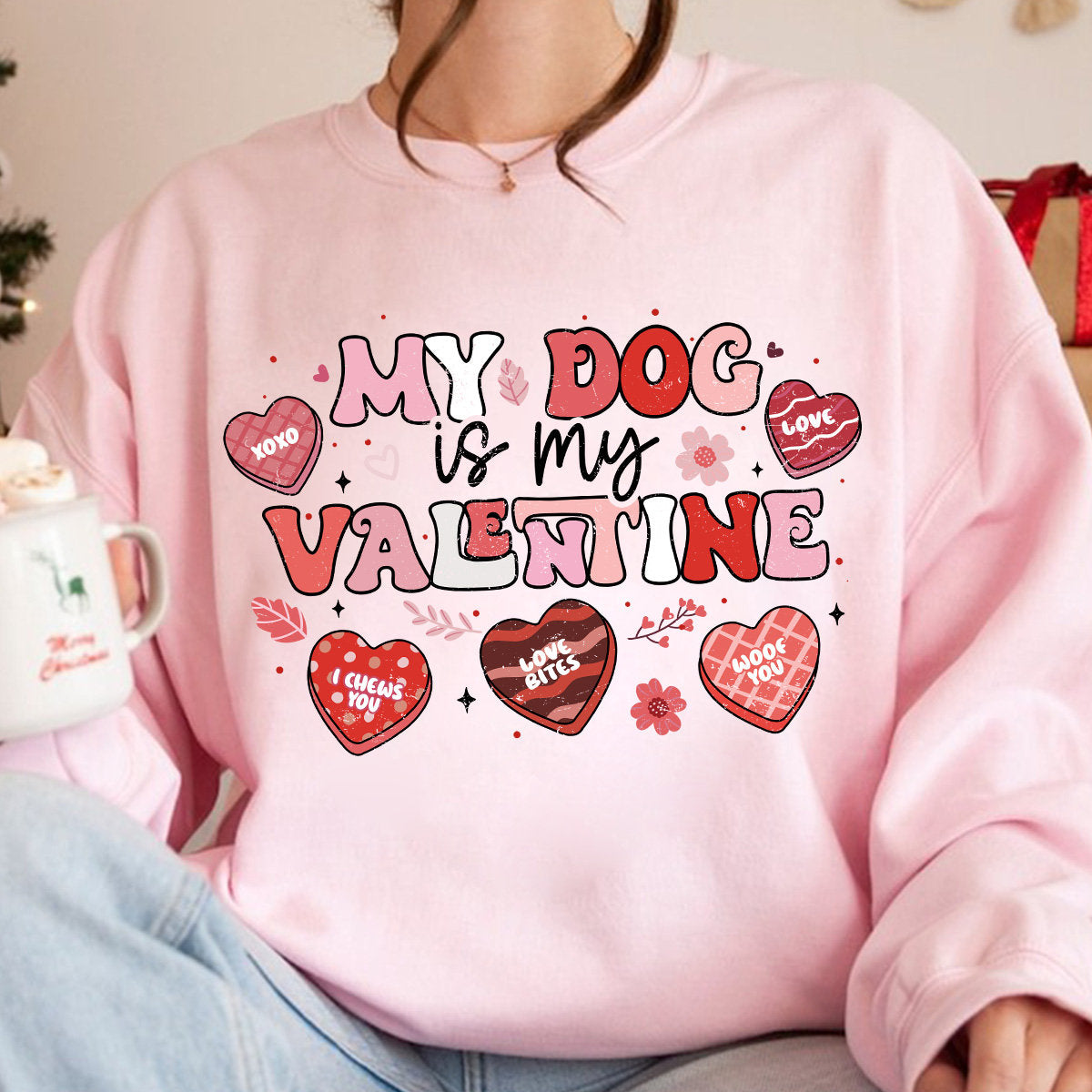 My Dog is My Valentine Shirt Png, This Dog Mom Wears Her Heart on Her Sleeve Png, Dog Paw Png, Custom Dog Name shirt Png, Dog Mom,Dog Mama 2 - VartDigitals