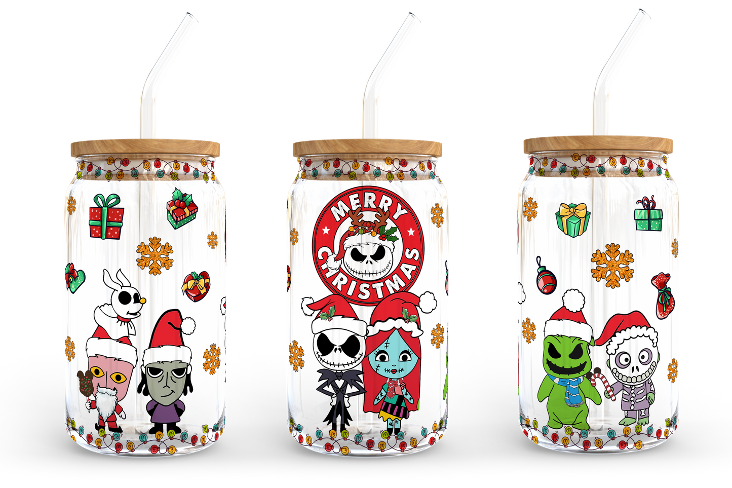 Cartoon Christmas 16oz libbey can Cartoon PNG, 16oz Glass Can Wrap, 16oz Libbey Can Glass, Christmas Tumbler Wrap, Full Glass Can Wrap