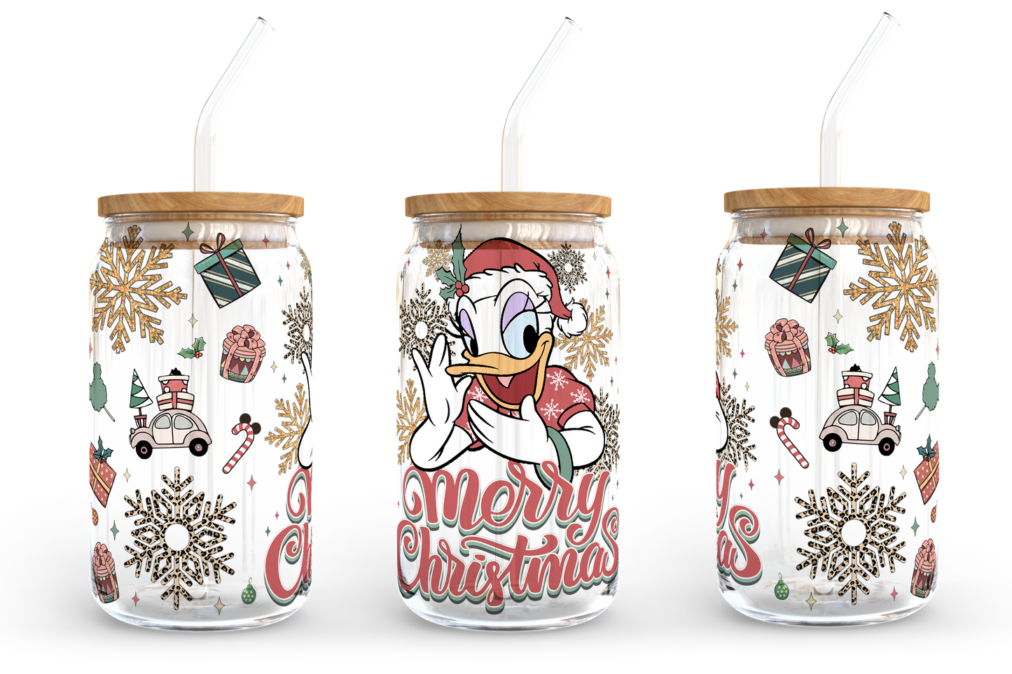 Cartoon Christmas 16 oz Glass Can Wrap Bundle, 16oz Libbey Glass Can, Christmas Tumbler, Christmas Glass Can, Can Glass Wrap, PNG Download