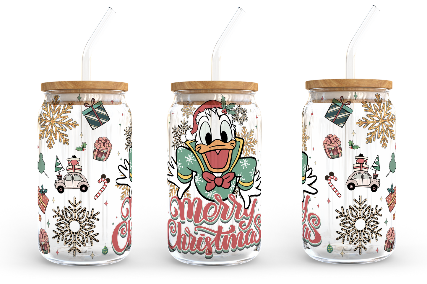 Cartoon Christmas 16 oz Glass Can Wrap Bundle, 16oz Libbey Glass Can, Christmas Tumbler, Christmas Glass Can, Can Glass Wrap, PNG Download