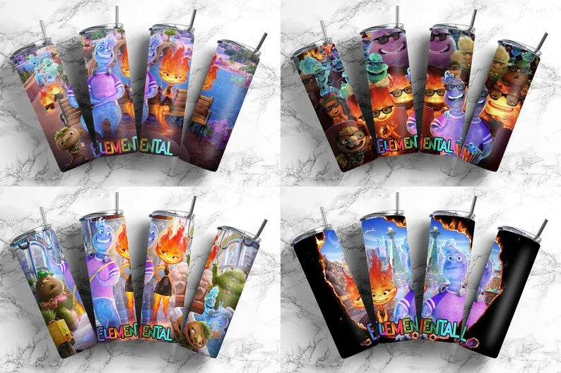 Bundle Elemental Tumbler Wrap, Elemental Movie Tumbler Png, Fireboy Waterger, Wade, Clod, Gale Sublimation Elemental Clod Gale Wrapirl, Emb