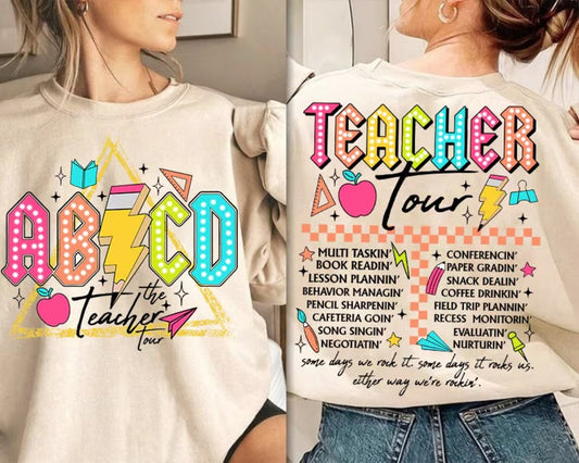 Retro Teacher Png, ABCD Teacher Tour Png, Back To School, End of Year Pnh, Teacher Gift, Kindergarten Teacher Png, Elementary School, Teacher Floral Png, Spanish Teacher Appreciation