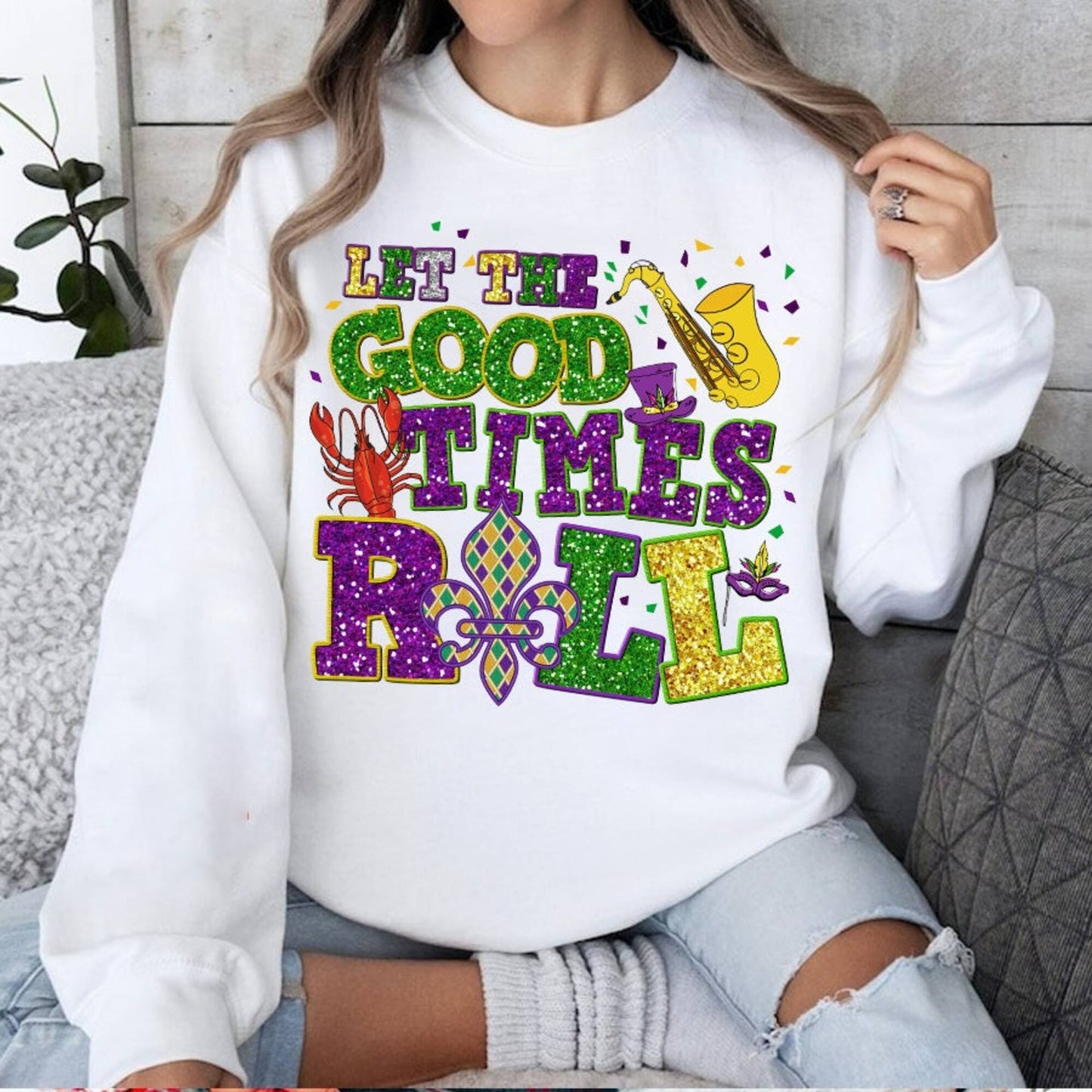 Let_s The Good Times Roll Faux Sequins PNG, Mardi Gras Fleur De Lis PNG Sparkly, Laissez Les Bon Temps Rouler Faux Sequins , Mardi Gras Png - VartDigitals