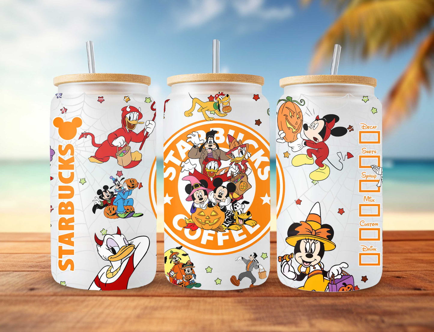 Mickey _ Friends Halloween Libbey 16 oz Design, Trick or Treat 16oz Tumbler Full WrapSnacks , Spooky Vibes, Mickey Boo Bash, Starbucks Wrap - VartDigitals