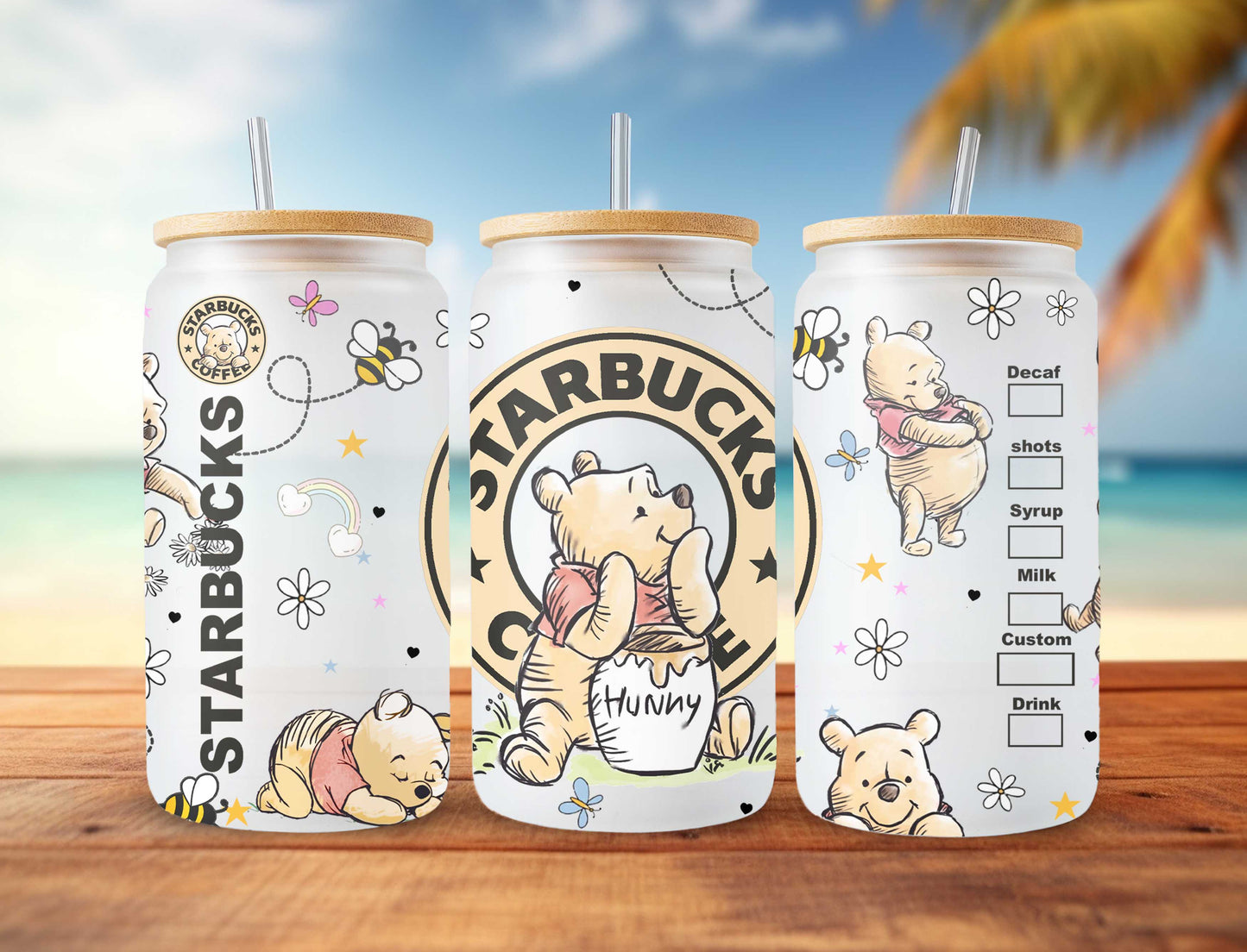 Pooh 16oz Coffee Wrap, Pooh Tumbler Wrap, Spring Tumbler, 16oz Libbey Can Glass, Cartoon Tumbler, Cartoon Tumbler,Full Tumbler Wrap Download - VartDigitals