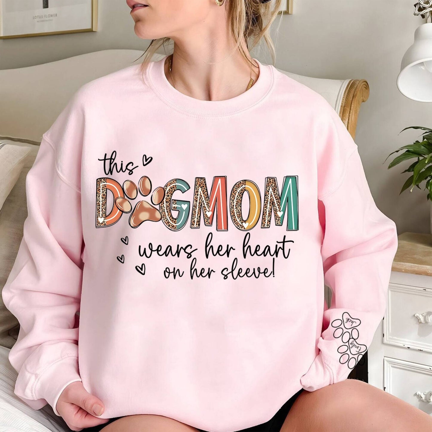 This Dog Mom Wears Her Heart on Her Sleeve Png, Dog Paw Png, Custom Dog Name shirt Png, Dog Mama Png, Dog Mom, Dog Lover shirt Png - VartDigitals