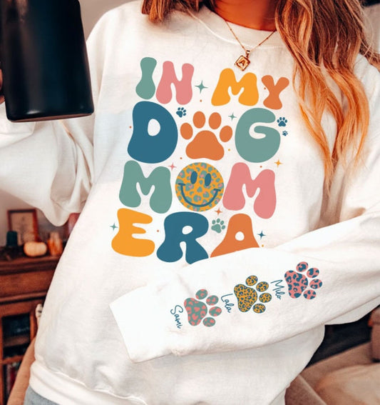 In My Dog Mom Era Png, Name on Sleeves PNG, Dog Paw Png, Custom Dog Name shirt Png, Dog Mama Png, Dog Mom Era, Dog Lover shirt Png - VartDigitals