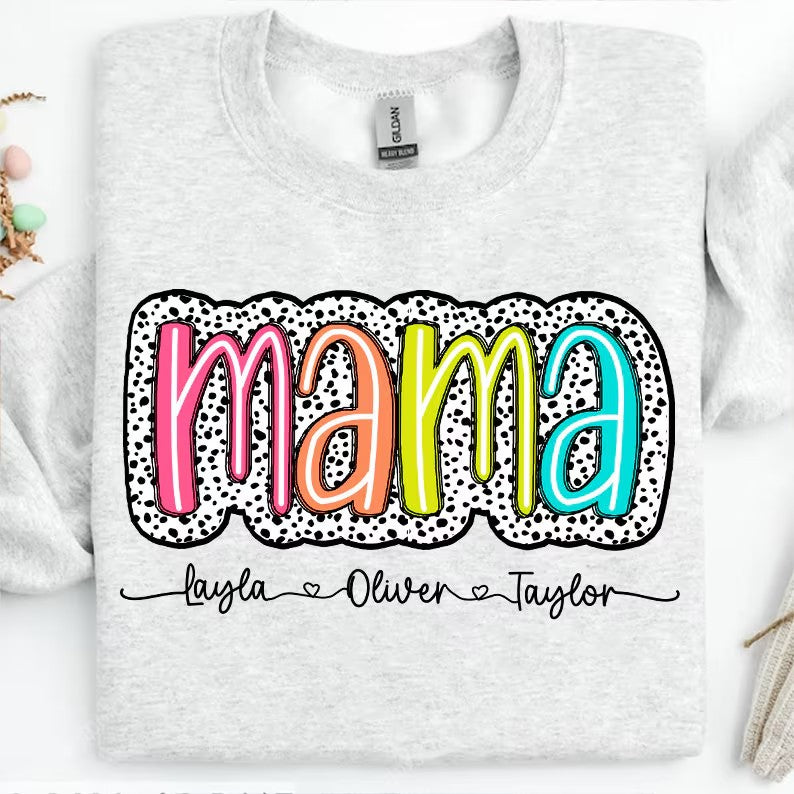 Mama Dalmatian PNG, Mothers Day Dalmatian Bundle Png, Grandma Auntie Dalmatian Dots, Custom Mama with Kids Name Design, Mother's Day png