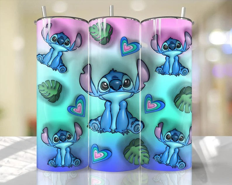 Inflated Stitch Tumbler Design Png 3D Tumbler Wraps 20oz Skinny Sublimation Digital Downloads 3D Puffy Stitch Design Sublimation Png - VartDigitals