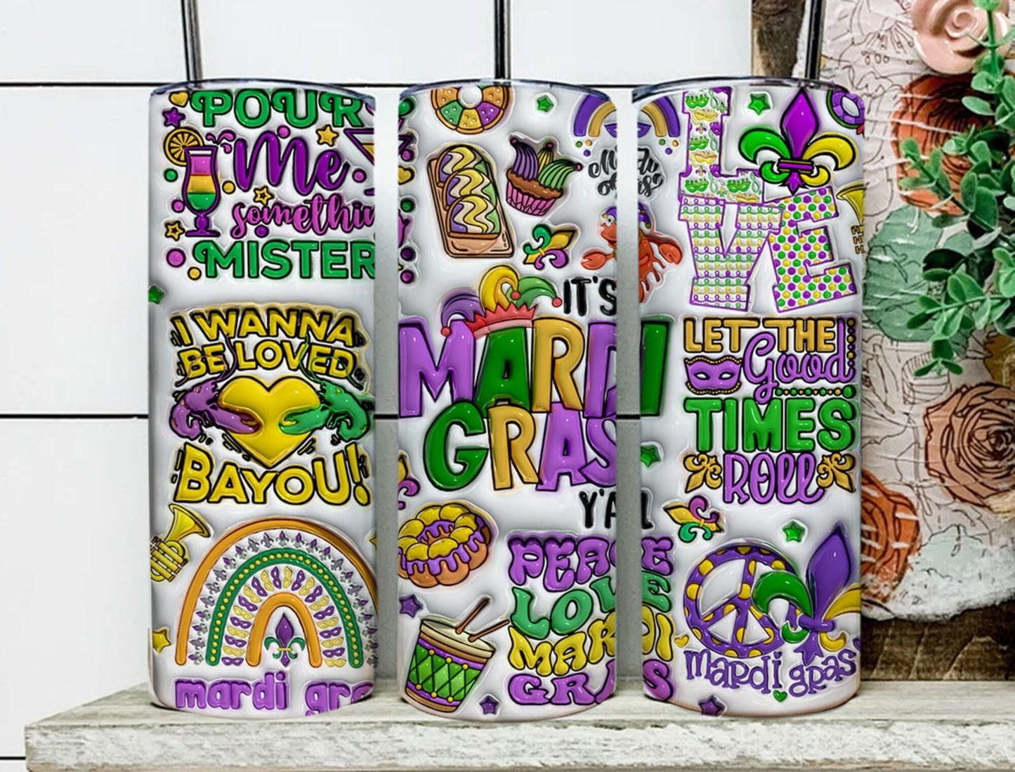 3D Inflated Mardi Gras 20 oz tumbler png, It's Mardi Gras Y all tumbler wrap png, Happy Mardi Gras 20 oz tumbler designs, New Orleans png - VartDigitals