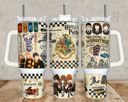 Magic 40 oz Tumbler Wrap PNG, HP Quencher Tumbler Sublimation, Wizard Tumbler Png, HP Tumbler Png, Digital Download