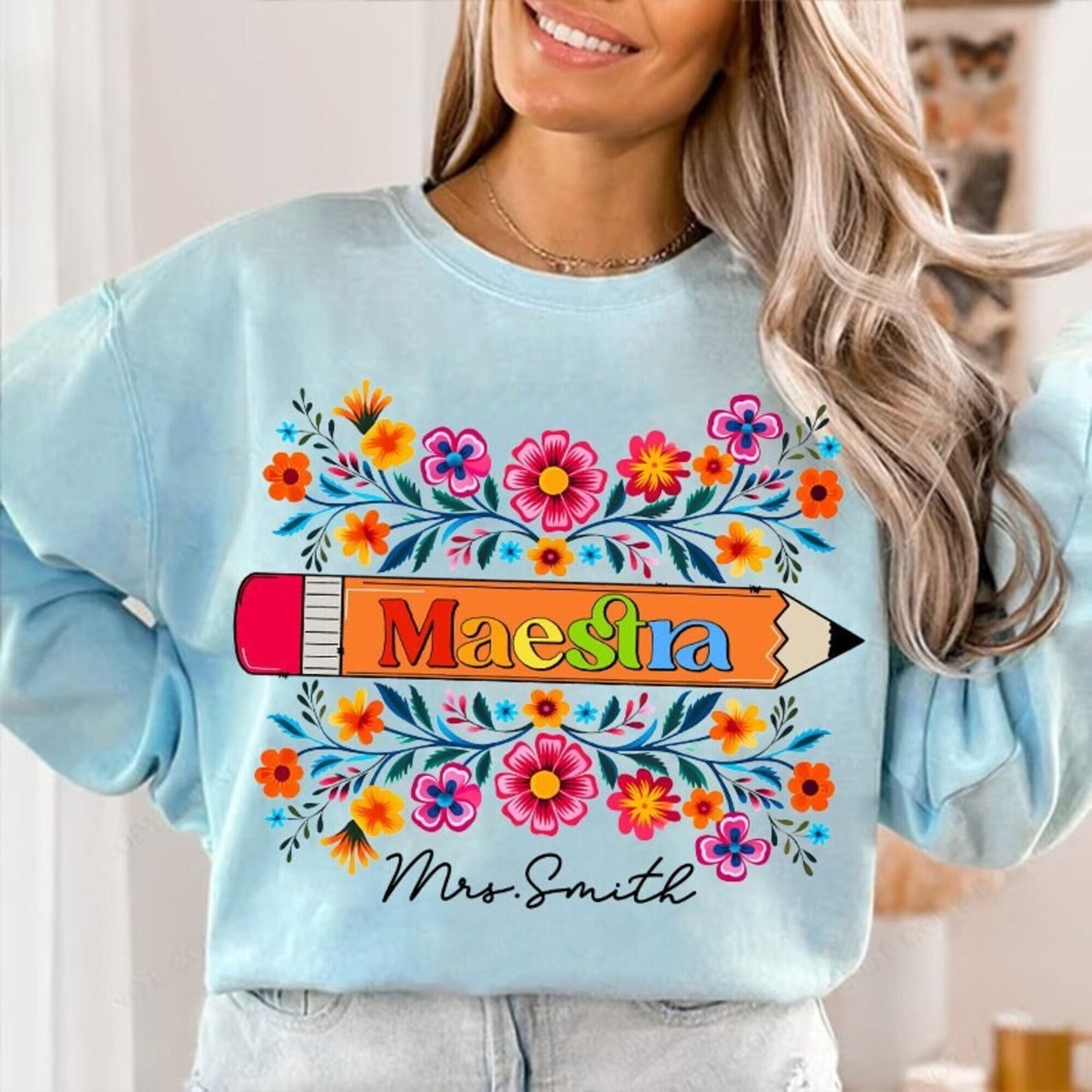 Spanish Teacher Png, Mexican Flowers Teacher Png, Maestra Png, Teach Love Inspire, Teacher Floral Png, Spanish Teacher Appreciation