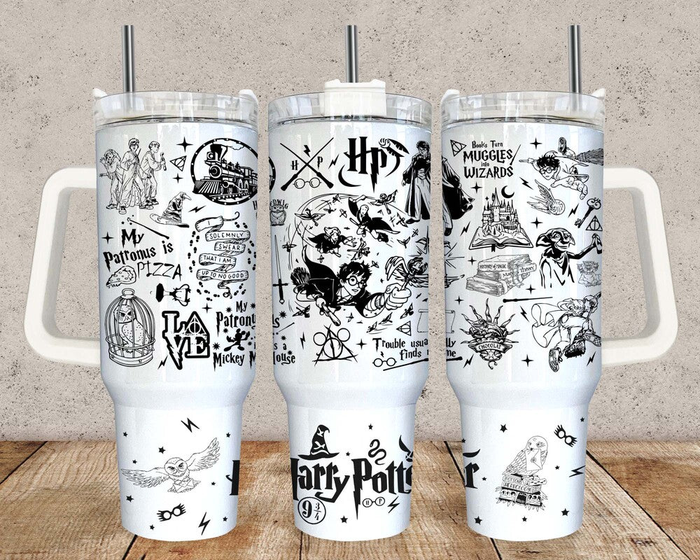 Magic HP 40 oz Tumbler Wrap PNG, HP Quencher Tumbler Sublimation, Wizard Tumbler Png, HP Tumbler Png, Digital Download