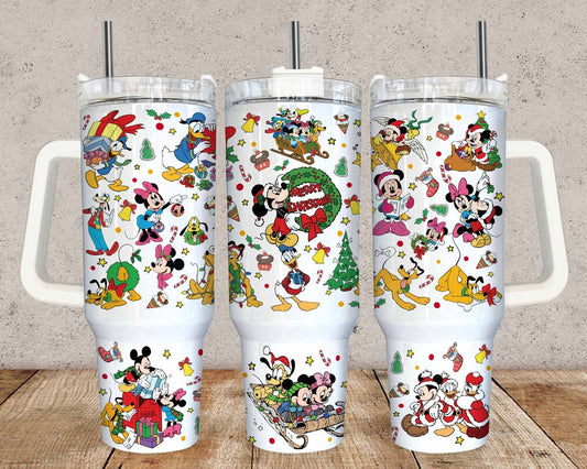 Cartoon Christmas 40oz Tumbler Wrap PNG, Cartoon Quencher Tumbler Design, Christmas Cup Wrap Designs, Full Glass Can Wrap