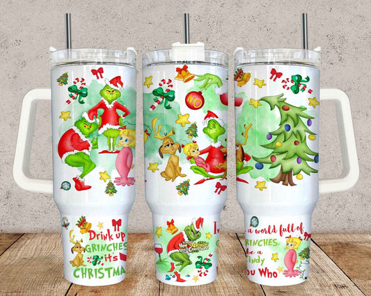 Cartoon Christmas 40 oz Tumbler Wrap, 40oz Handle Tumbler Wrap, Cartoon Funny Christmas Design, Merry Christmas Png, Christmas Tumbler Png