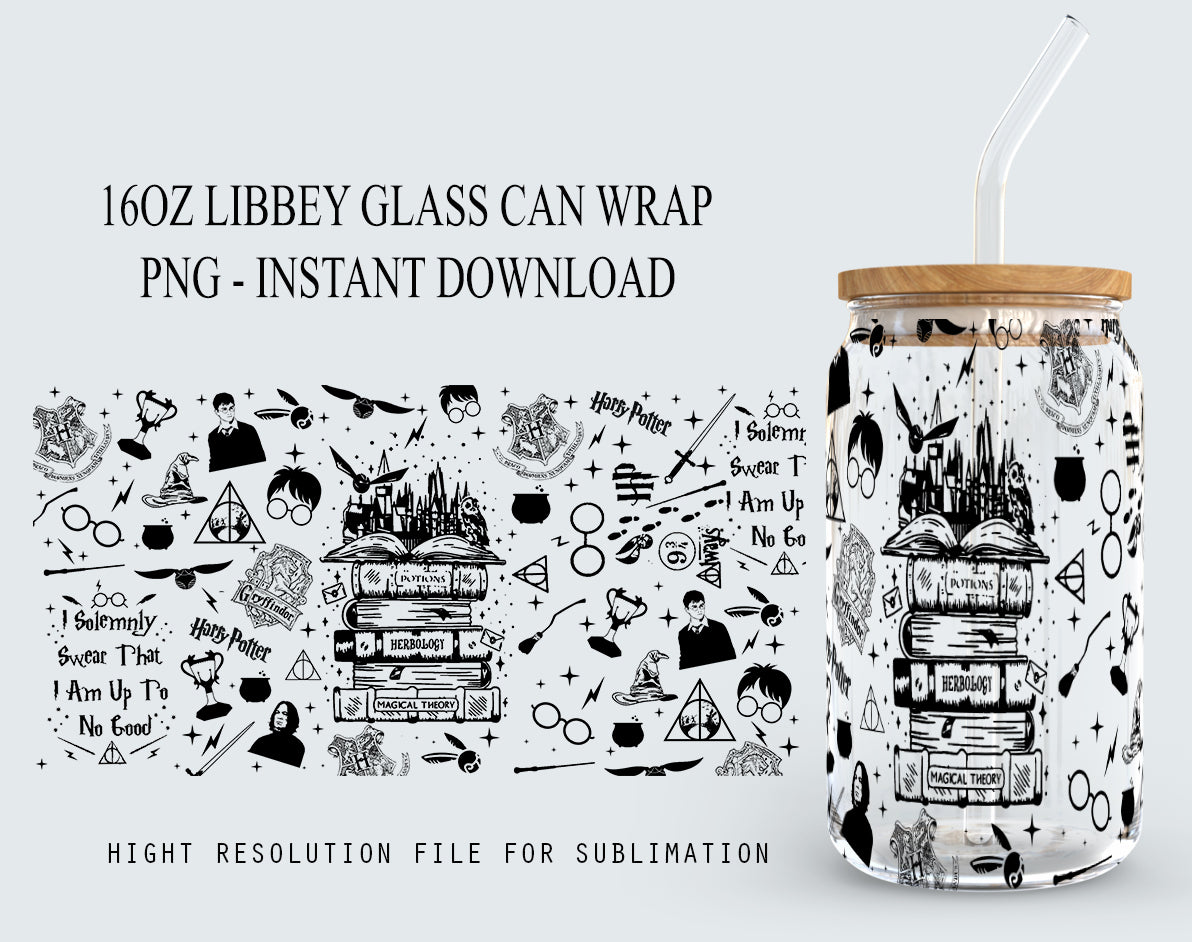 Magic Libbey Glass PNG, Can Glass Wrap PNG, 16oz Can Glass PNG, Magic Can Glass Full Wrap png, 16oz Wizard Glass png, Potterhead Libbey png - VartDigitals