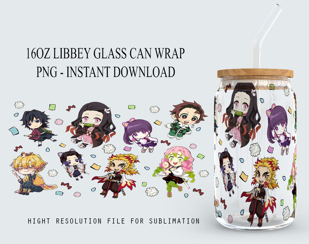 Anime characters Glass Can 16oz, Comics tumbler design, Anime Pirates Tumbler wrap Sublimation, Comics Png sublimation - VartDigitals