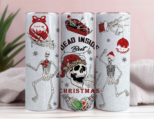 Dead Inside But Caffeinated Tumbler Wrap, 20oz Skinny Sublimation, Instant Digital Download, Skeleton PNG, Funny Design, Digital Download