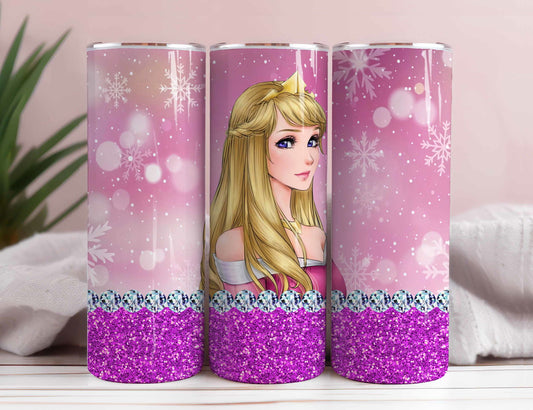 Glitter Princess 20oz Tumbler Wrap, Princess Sublimation, Cartoon Tumbler Png, The Little Mermaid,Princess Tumbler Png, Princess Png 6