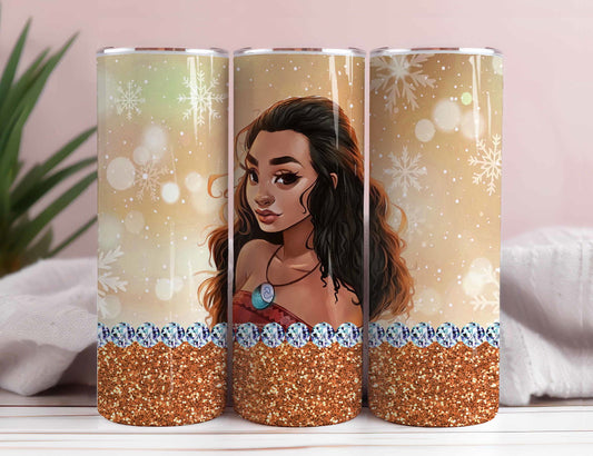 Glitter Princess 20oz Tumbler Wrap, Princess Sublimation, Cartoon Tumbler Png, The Little Mermaid,Princess Tumbler Png, Princess Png 3