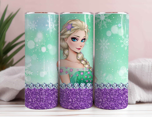 Glitter Princess 20oz Tumbler Wrap, Princess Sublimation, Cartoon Tumbler Png, The Little Mermaid,Princess Tumbler Png, Princess Png 1