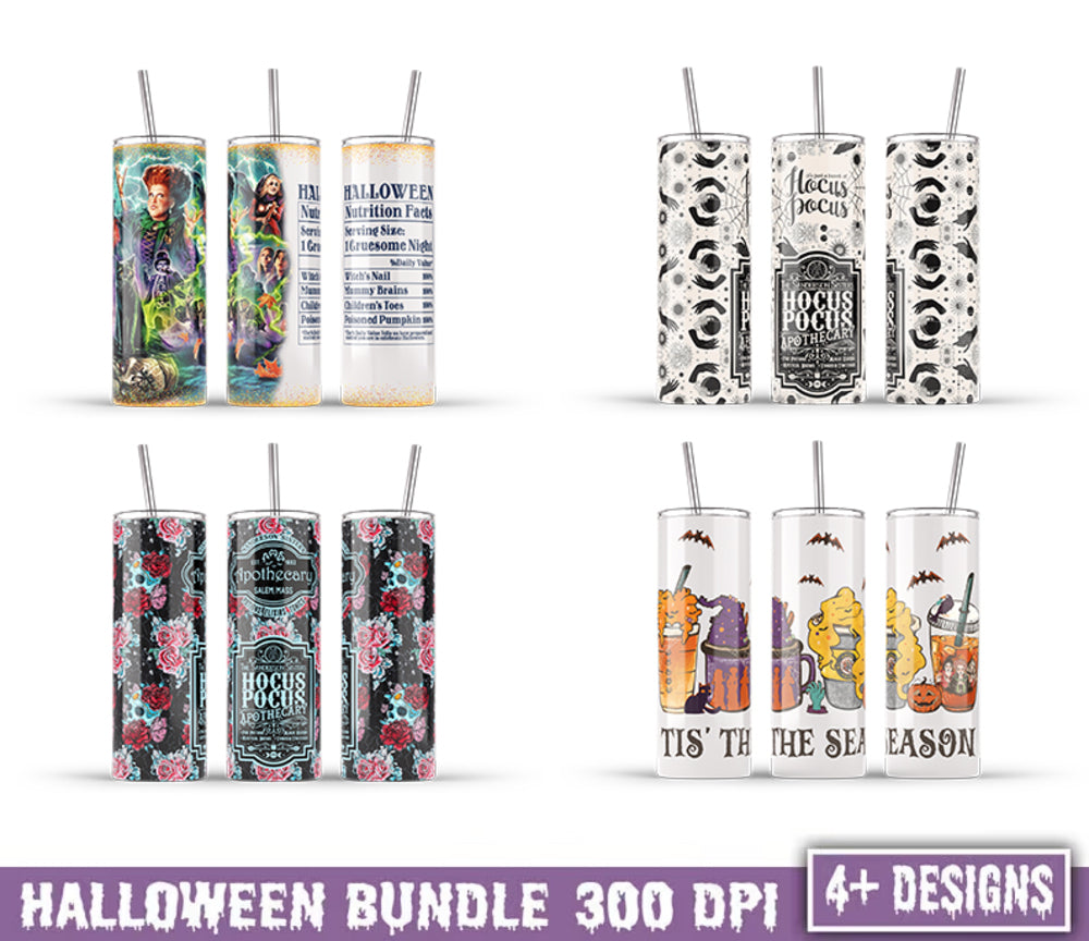 Halloween Tumbler Wrap 20oz PNG Bundle, Halloween Sublimation Design, 20 oz Skinny Tumbler Designs, Witches Sisters 20oz Tumbler, Digital Download 1