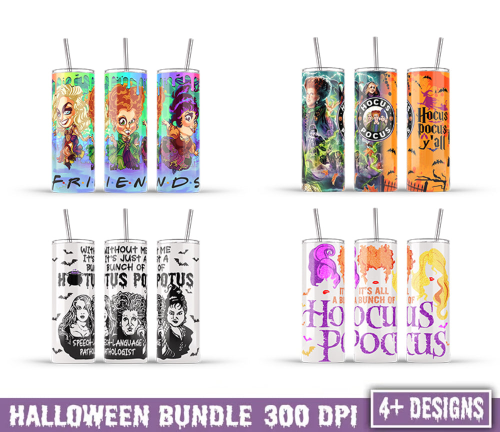 Halloween Tumbler Wrap 20oz PNG Bundle, Halloween Sublimation Design, 20 oz Skinny Tumbler Designs, Witches Sisters 20oz Tumbler, Digital Download 3