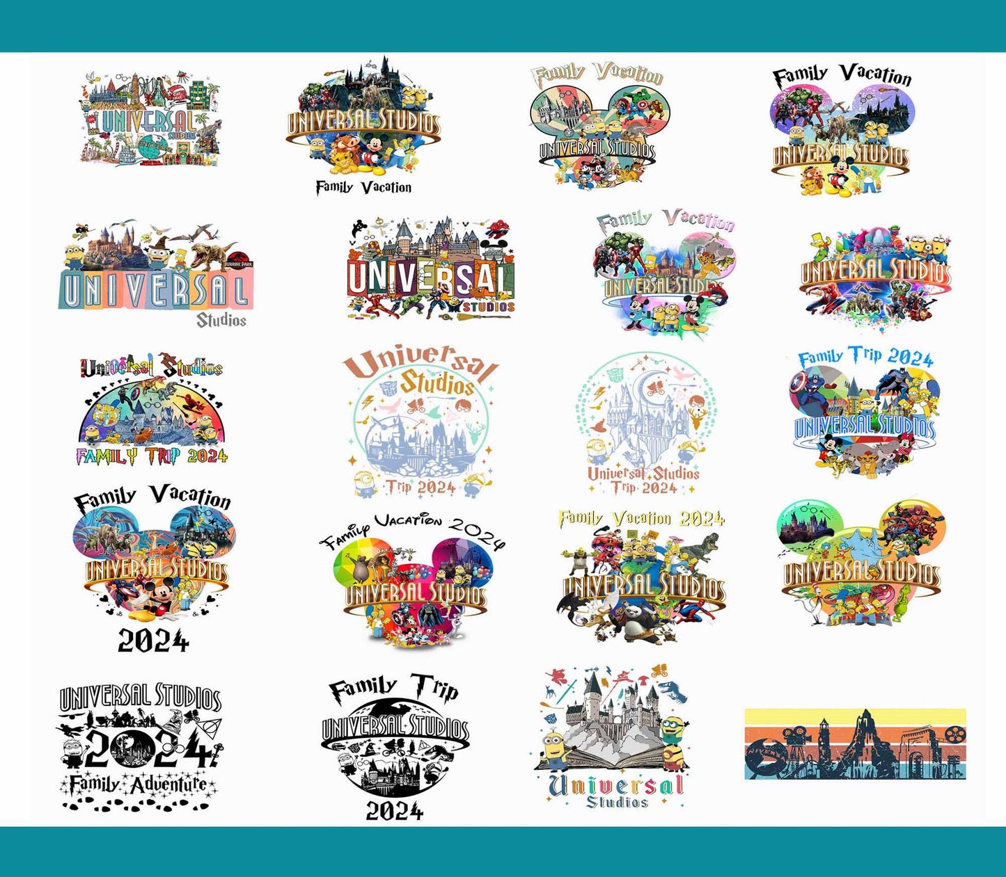 Bundle 20+ Designs Universal Studio 2024 Png, Family Trip, Universal Studios Trip, Universal Bundle Png, Sublimation Design, Png Download